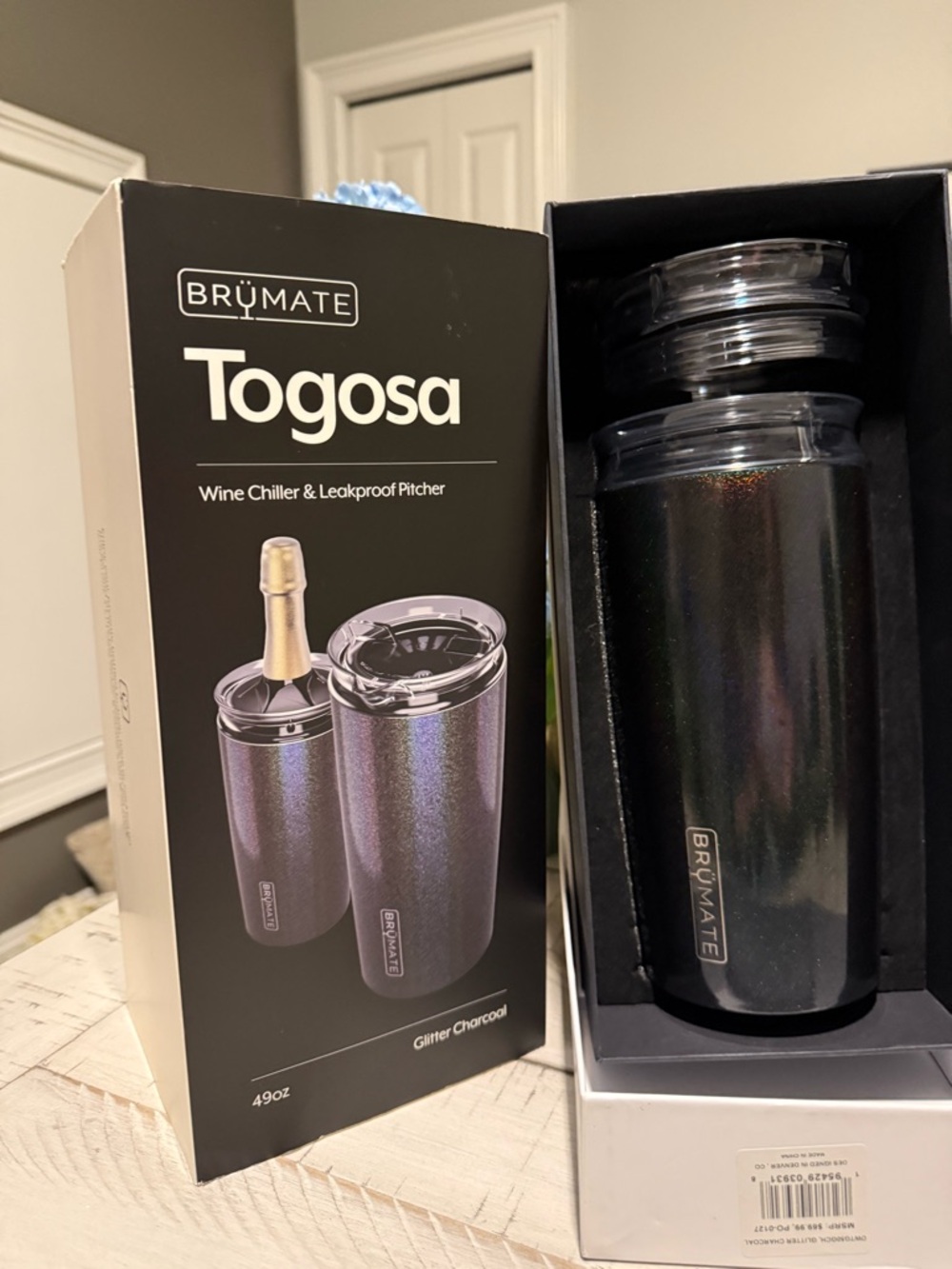 BrüMate Togosa Wine Chiller & Leakproof Pitcher — Glitter Charcoal